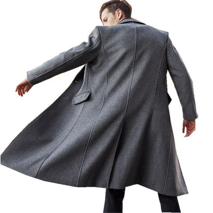 Langer Herren-Trenchcoat aus Wolle