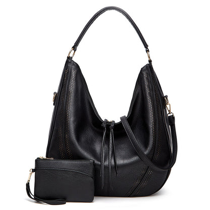 New Trend Retro Large Capacity Tote Shoulder Bag Tassel Hollow One-shoulder Casual Bag Women's Big Bag Casual Bag
