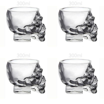 1pc/4pcs Halloween Skull-Shaped Glass Wine Bottle with Lid - Reusable, Non-Slip, Geometric Design for Cold Beverages, Perfect for Family Gatherings, Halloween Decorations, and Themed Parties