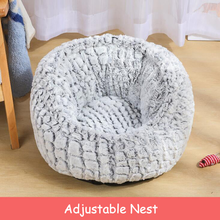 Pet Bed Soft Non-Slip Plush Kennel Round Cat Dog Nest Cushion