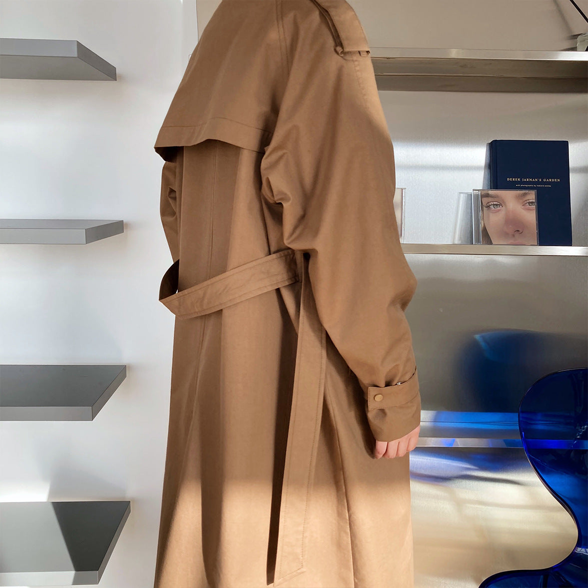 Temperament British Mid Length Over The Knee Windbreaker Women Loose Korean Style Jacket