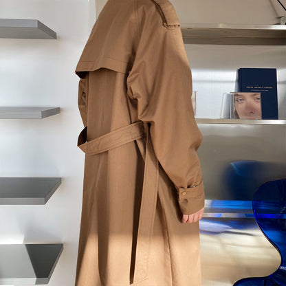 Temperament British Mid Length Over The Knee Windbreaker Women Loose Korean Style Jacket