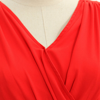 Fashion V-neck High Waist Mid-length Dress Lady Style Skirt