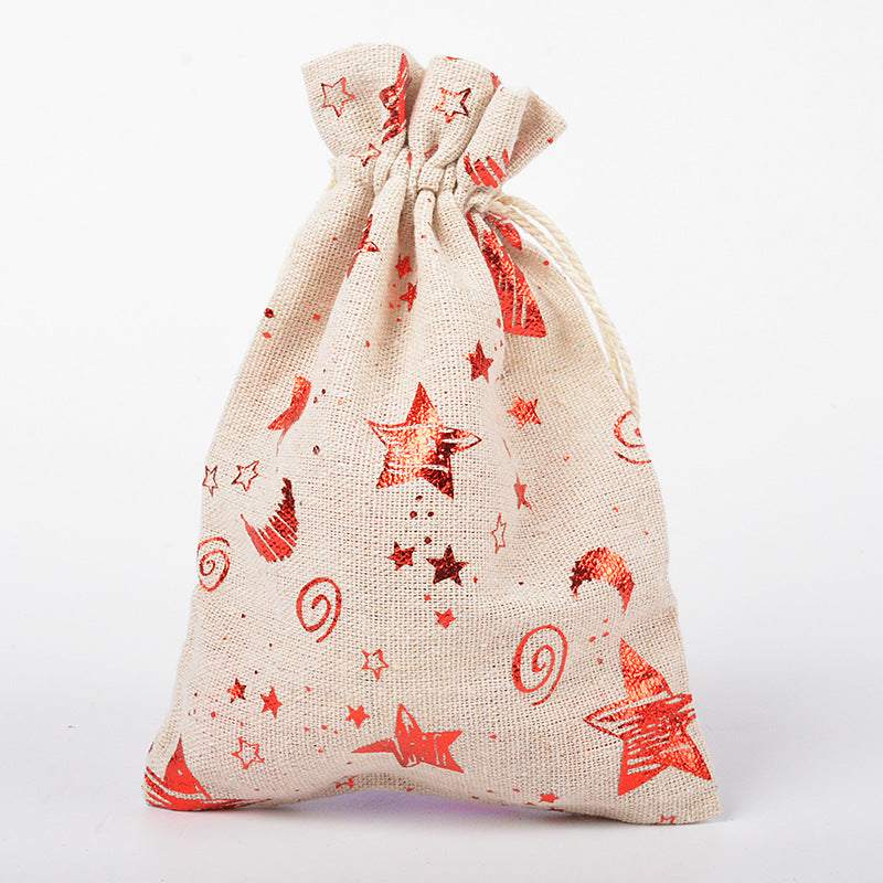 Snowflake Elk Candy Cotton Linen Packaging Bag