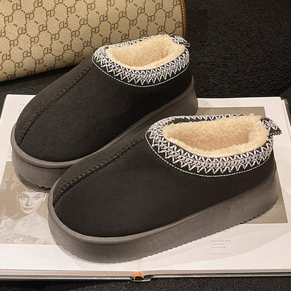 Suede Cotton Slippers Women Autumn Winter