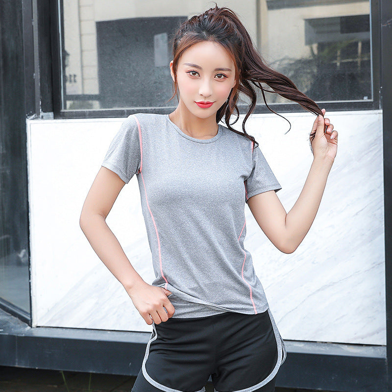 Summer Yoga Sweat Absorption Quick Drying Short Sleeve T-shirt