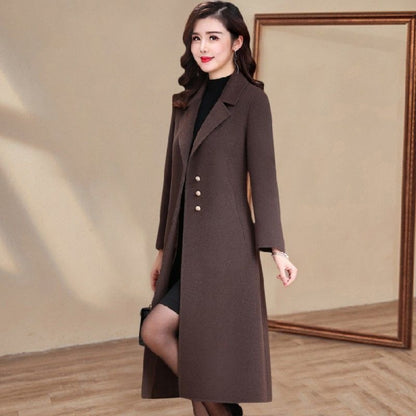 Western Style Fashion Woolen Women's Trench Coat