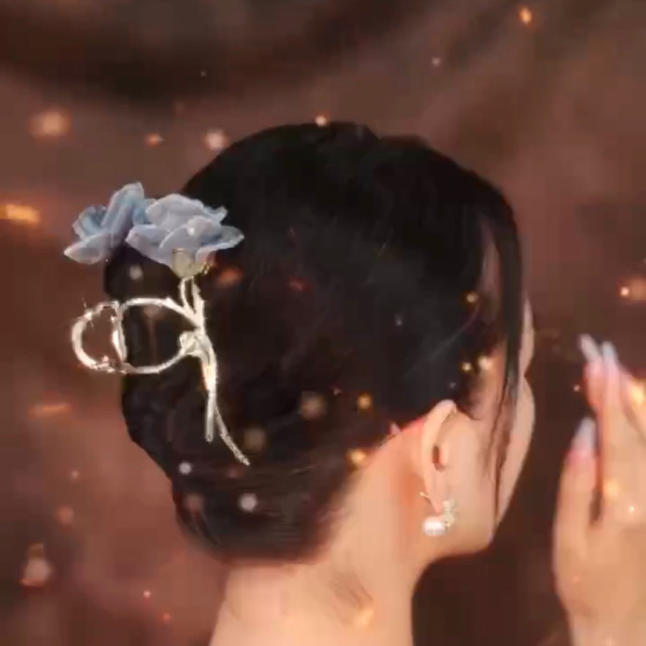 Leichter Luxus-Greifclip aus Kupferlegierung mit Doppelblume und Anti-Kristall