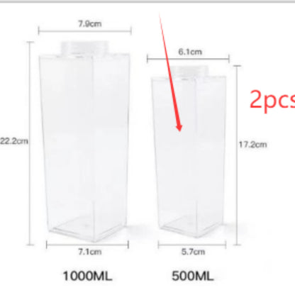 Premium Square Milk Cup - 500ml & 1000ml Minimalist Water Bottle