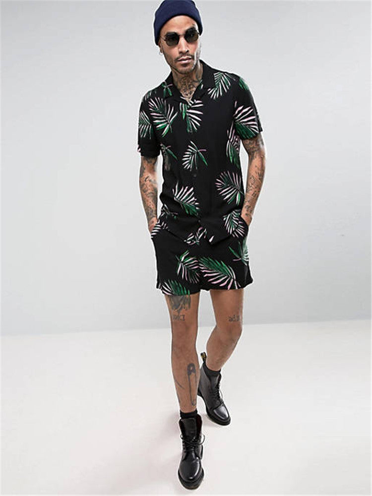 Shirt Geometric Print Black Trend Suit