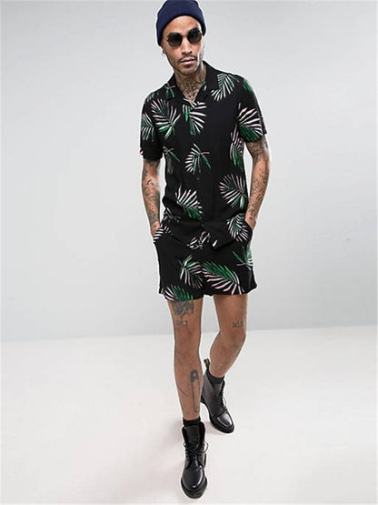 Shirt Geometric Print Black Trend Suit