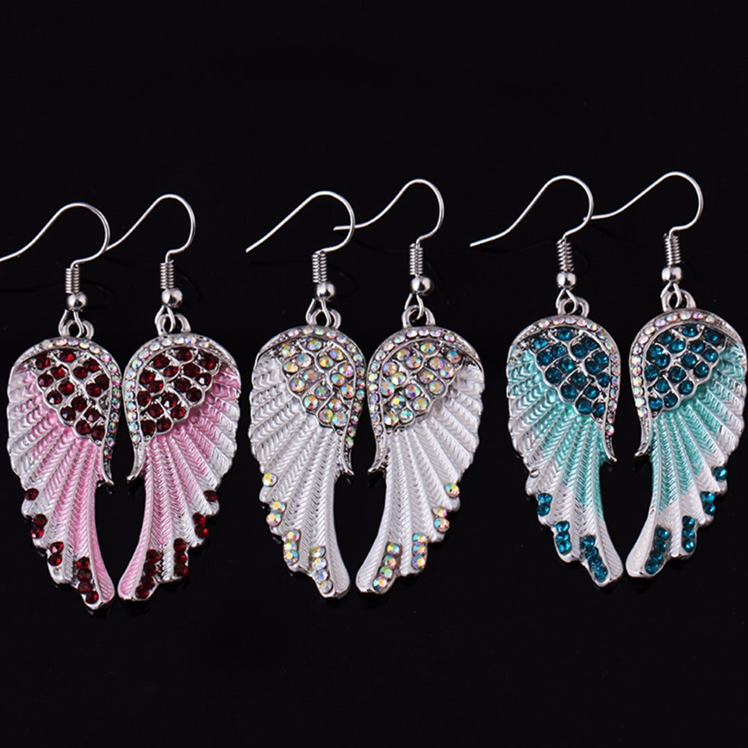 Fashion Angel Wings with Diamond Earrings