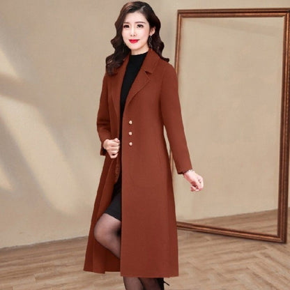 Western Style Fashion Woolen Women's Trench Coat