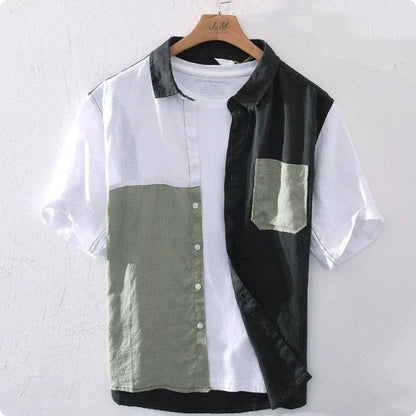Color Matching Printed Fashion Polo Collar Men's Shirt