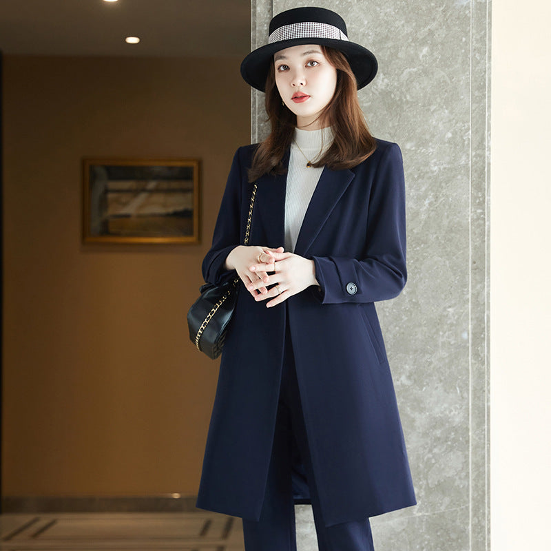 Long Sleeved Suit Jacket Women's Business Wear Long Trench Coat