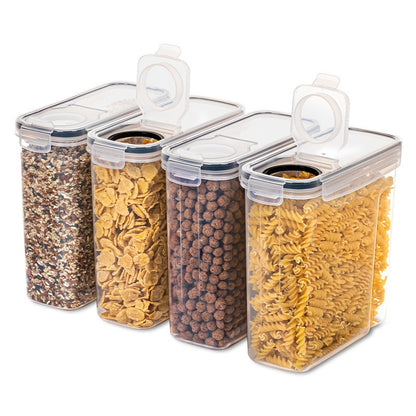 THELIFE Airtight Food Storage Containers Set - 4 Pack BPA-Free Cereal Dispenser with Labels (2.5L/88oz)