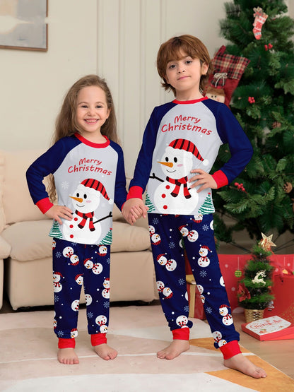 White Snowman Parent-Child Christmas Pajamas Cartoon Family Set