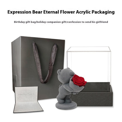Creative Flocking Rose Bouquet Confession Bear Valentine's Day Gift