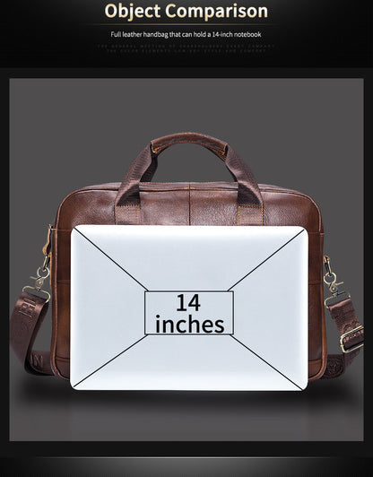 Premium Leather Messenger Bag - Large Capacity Business Briefcase for Men | BULLCAPTAIN