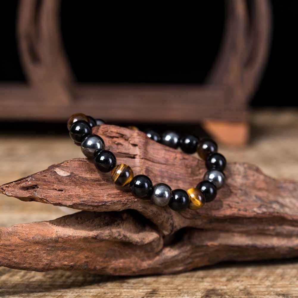 Natural Tiger Eye Stone Bracelet - Handwoven Healing Crystal Bracelet for Men & Women