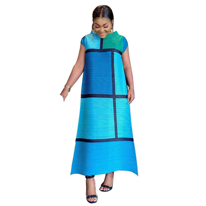 New Autumn Loose-fitting Plus-size Color-block Dress