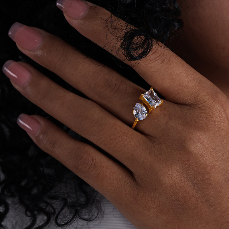 Titanium Steel No Fading INS Special Interest Light Luxury Open Ring Adjustable