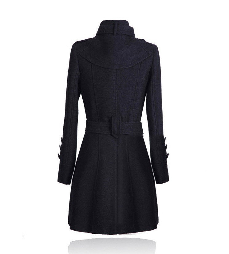 Korean Style Slim Waist Plus Size Woolen Mid-length Woolen Coat