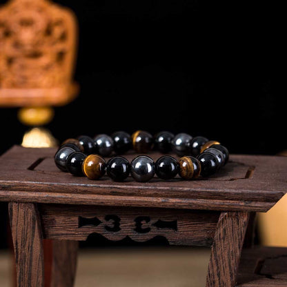 Natural Tiger Eye Stone Bracelet - Handwoven Healing Crystal Bracelet for Men & Women