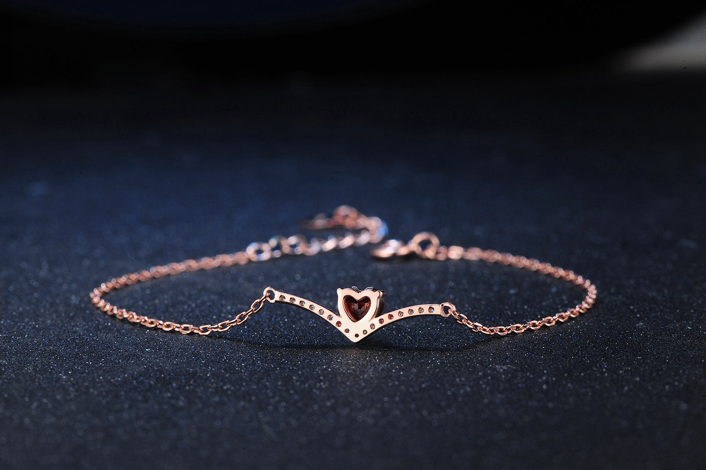Natural heart shaped red pomegranate bracelet