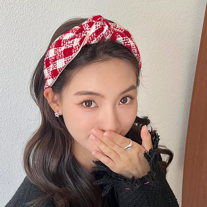 Christmas Red Series Wide Brim Hair Pressing Knot In The Middle Headband