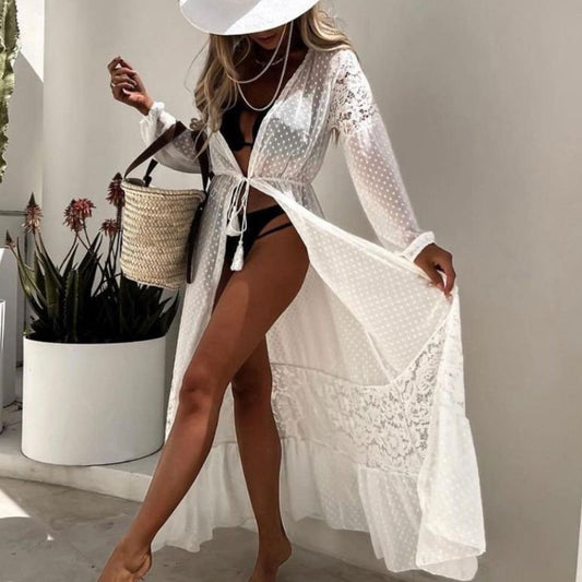 Chiffon Stitching Bikini Swimsuit Outwear