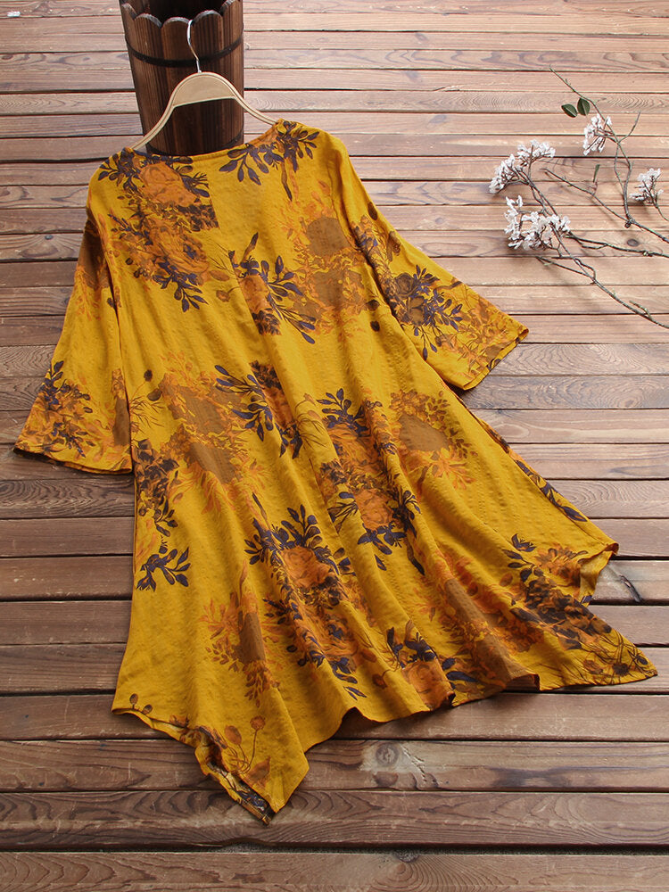 Women Loose Plus Size Five-point Sleeve Mid-length A-line Skirt