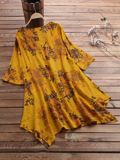 Women Loose Plus Size Five-point Sleeve Mid-length A-line Skirt