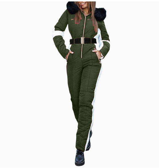 Women's Fashionable Sporty Hooded Ski Suit For Winter