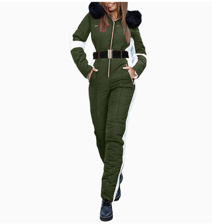 Women's Fashionable Sporty Hooded Ski Suit For Winter