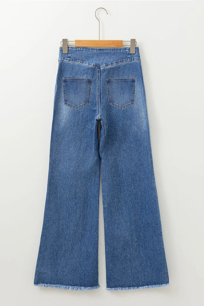 Women's Solid-Color Fashionable Casual Slimming Flared Denim Trousers