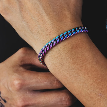 8mm Rainbow Miami Cuban Link Bracelet Necklace For Men