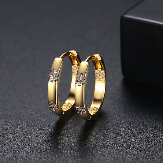 1 Pair Elegant Huggie Hoop Earrings Inlaid Zirconia Stud Earrings Fashion Jewelry For Women