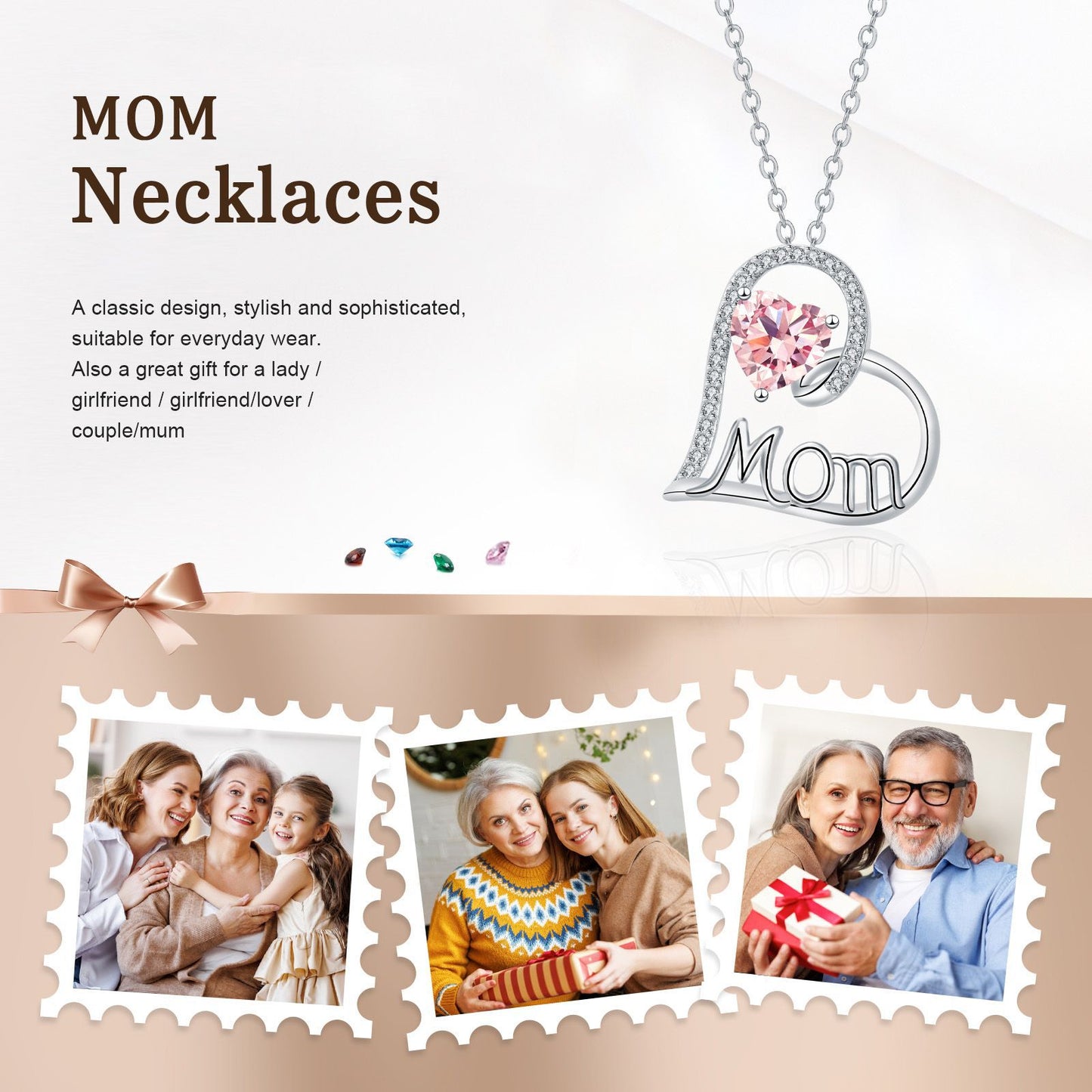 Mother's Day Gift Necklace Mother Heart-shaped Birthday Gift Jewelry Cross Chain