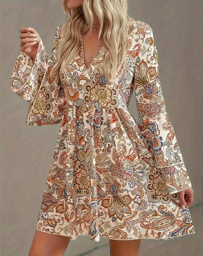 V-neck Long Sleeve Women's Dress