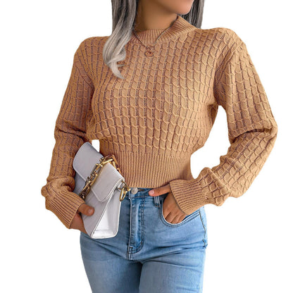 Street Style Twist Long Sleeves Cropped Knitted Sweater