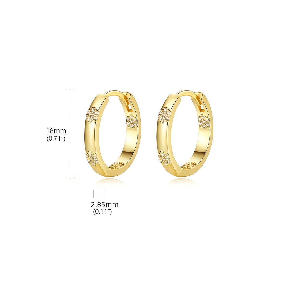 1 Pair Elegant Huggie Hoop Earrings Inlaid Zirconia Stud Earrings Fashion Jewelry For Women
