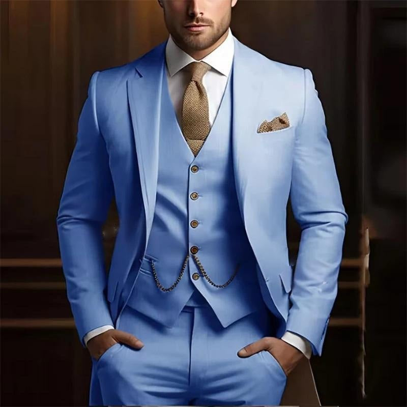 Men's Slim Fit Three-Piece Suit - Jacket, Vest & Trousers Set