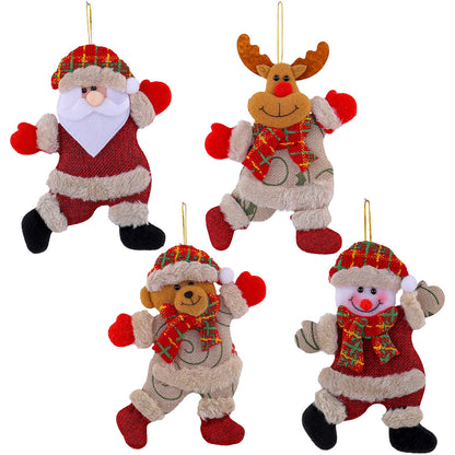 Festive Christmas Tree Ornaments - Santa, Snowman, Reindeer & Bear Figures With Red & White Scarves, Golden Balls & Red Bows - Perfect For Holiday Decor, Christmas Decorations