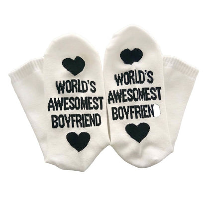 Unisex Men Women Cotton Socks Printing Letter Funny Socks For Boyfriend   Girlfriend Valentine's Day Gift