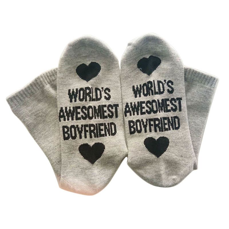 Unisex Men Women Cotton Socks Printing Letter Funny Socks For Boyfriend   Girlfriend Valentine's Day Gift