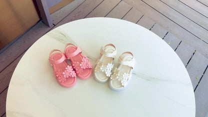 Adorable Girls Flower Sandals - Cute & Comfortable with Non-slip Soft Sole - Secure Slip-on Hook & Loop Fastener - Perfect for Playful Summer Days