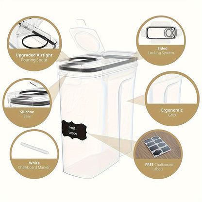 THELIFE Airtight Food Storage Containers Set - 4 Pack BPA-Free Cereal Dispenser with Labels (2.5L/88oz)