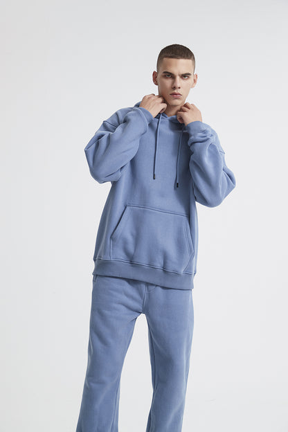 Herren-Kapuzenpullover in Himmelblau, lässiges Sweatshirt aus Polyester und Baumwolle, Oversized