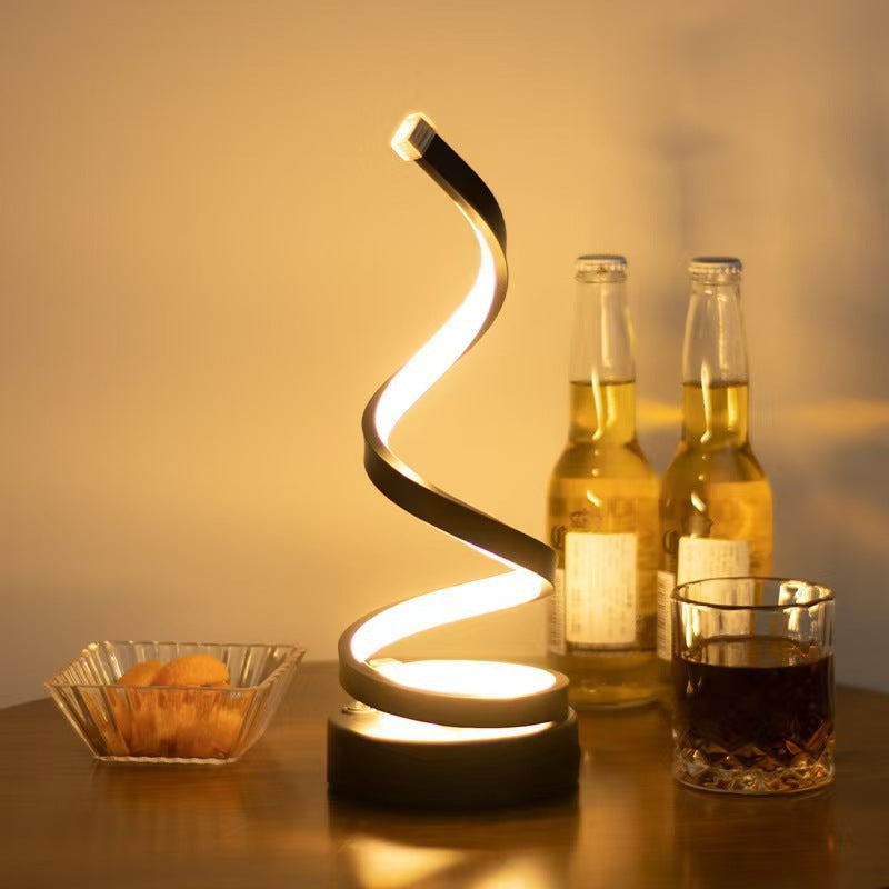 Modern USB Spiral LED Desk Lamp - Adjustable Flexible Lighting for Home Office & Study